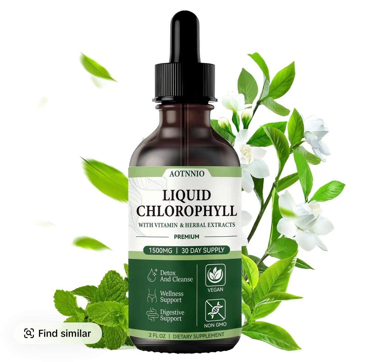 Clear Chlorophyll Liquid Drops | 1500 mg Chlorophyll Supplement | Supports Natural Cleansing, Digestive Health & Daily Wellness | Natural Ingredients | No Artificial Colors | Natural Mint Flavor | 30-Day Supply