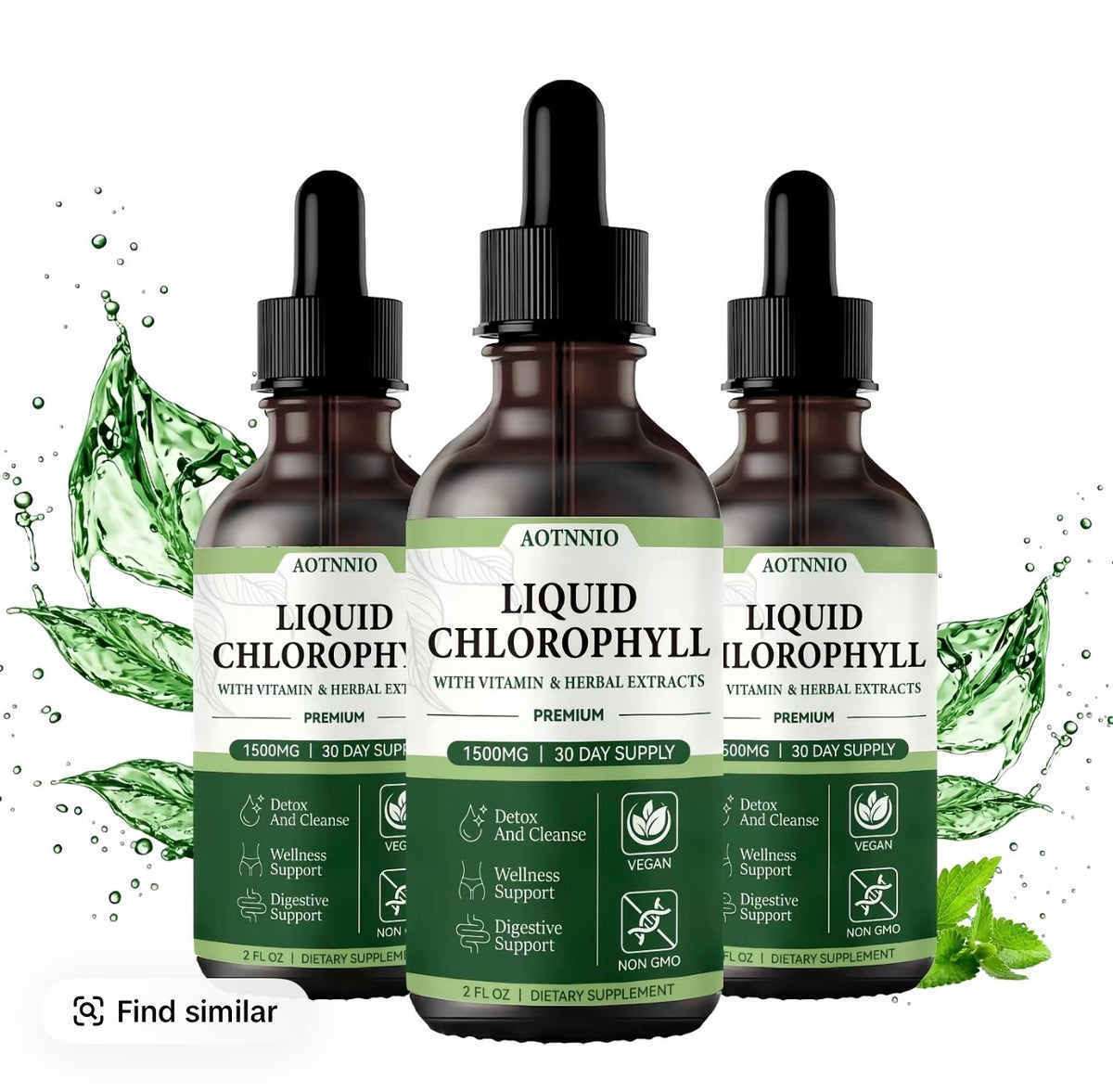Clear Chlorophyll Liquid Drops | 1500 mg Chlorophyll Supplement | Supports Natural Cleansing, Digestive Health & Daily Wellness | Natural Ingredients | No Artificial Colors | Natural Mint Flavor | 30-Day Supply