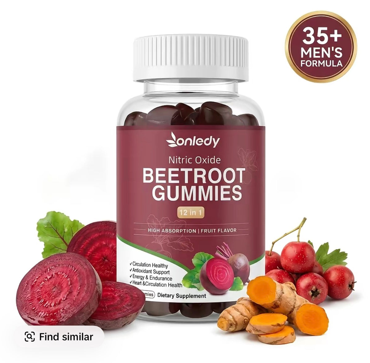 Organic Beet Root Gummies - 12-in-1 Nitric Oxide Support Edible Vitamin Supplement, Gluten-Free Wellness Formula with Raspberry, Ginger + Cayenne, Grape Seed + Turmeric, 2-Gummy Dose for Blood Flow, 60 Count Strawberry Flavor
