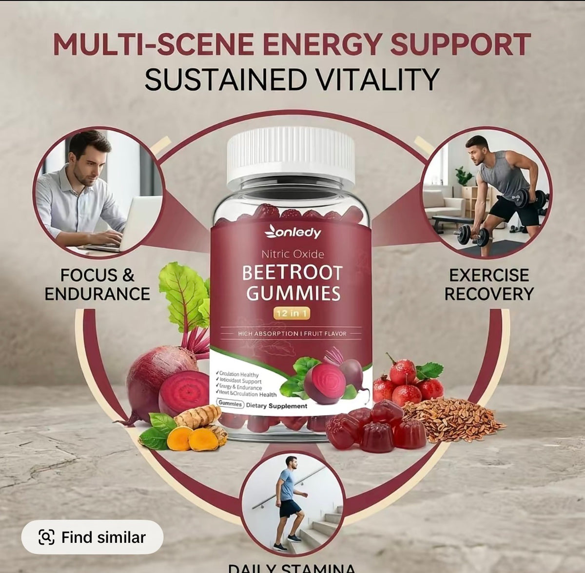 Organic Beet Root Gummies - 12-in-1 Nitric Oxide Support Edible Vitamin Supplement, Gluten-Free Wellness Formula with Raspberry, Ginger + Cayenne, Grape Seed + Turmeric, 2-Gummy Dose for Blood Flow, 60 Count Strawberry Flavor