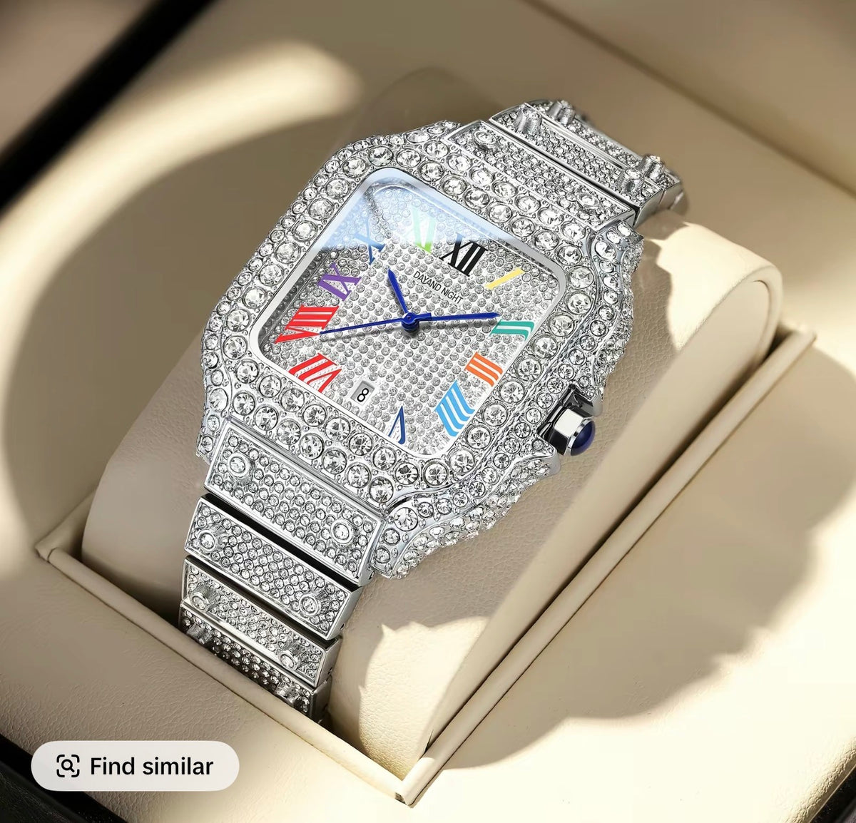Square Face Bling Watch — Rose Gold