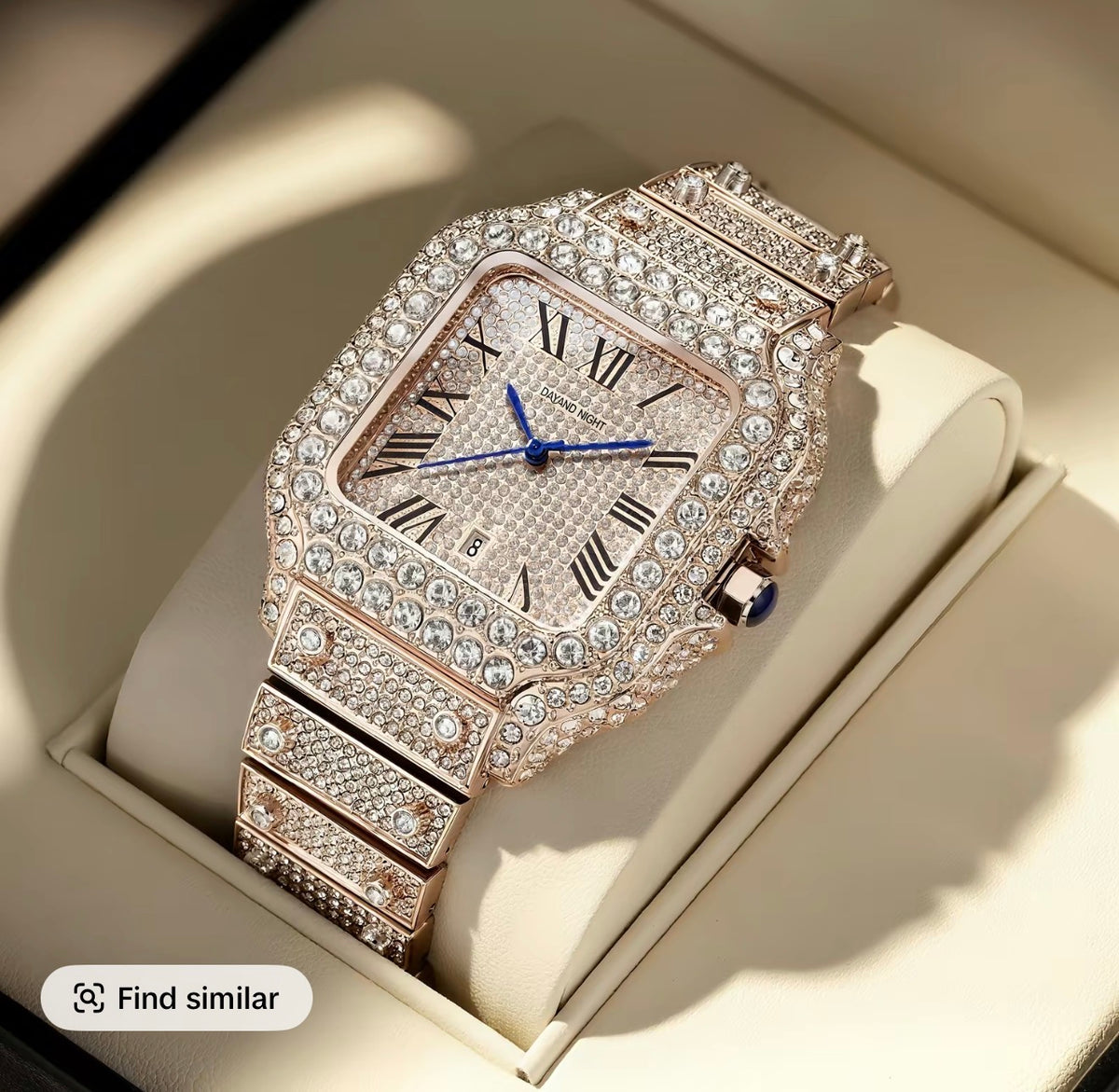 Rose Gold Iced Out Square Watch